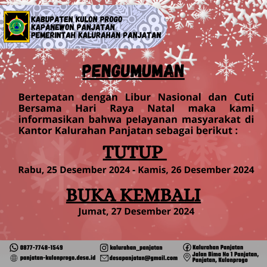 Pengumuman Libur Nasional dan Cuti Bersama Hari Raya Natal